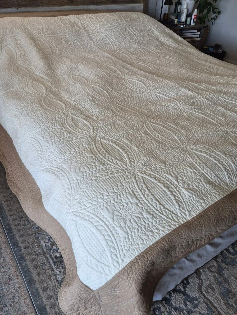 Better Homes & Gardens King Quilted Bedspread - Cream & Tan Neutral Bedding